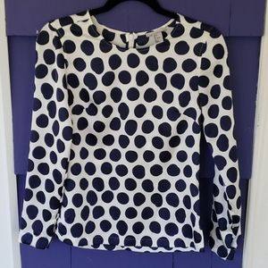 H & M long sleeve polka dot blouse zipper back